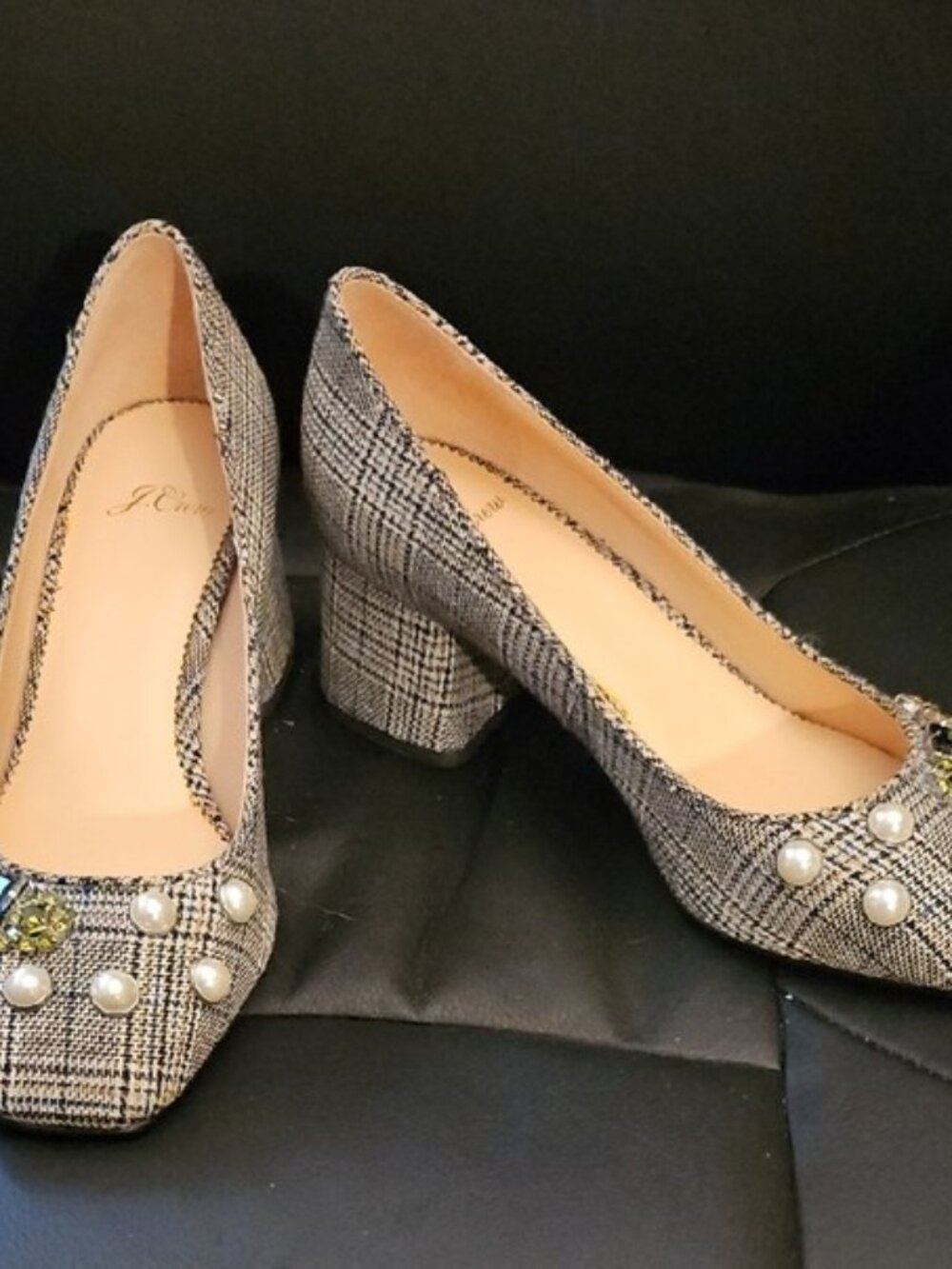J. Crew Celia Glen Plaid Block-Heel Pumps - Size 8 - Picture 2 of 7